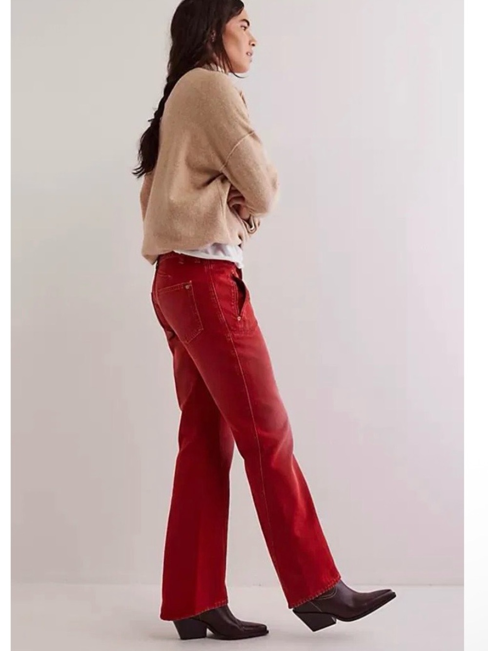 We The Free people carnivale low rise Boyfriend Jeans in Red